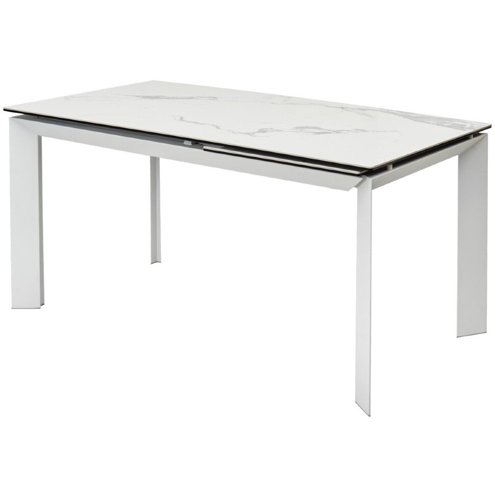 Стол CREMONA 140 MATTE STATUARIO Белый мрамор матовый, керамика/ белый каркас, ®DISAUR 